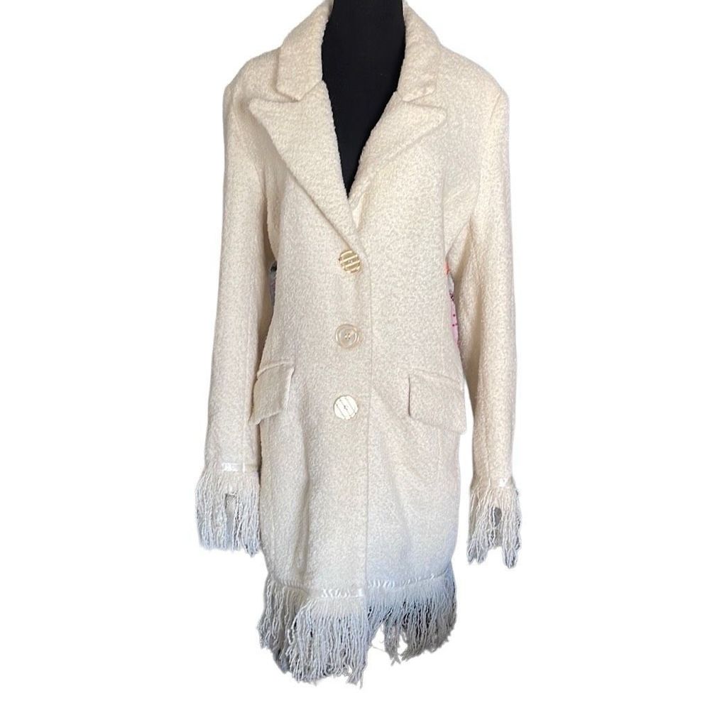 Brandon Thomas Women’s Long Sleeve Fringed Coat/Jacket